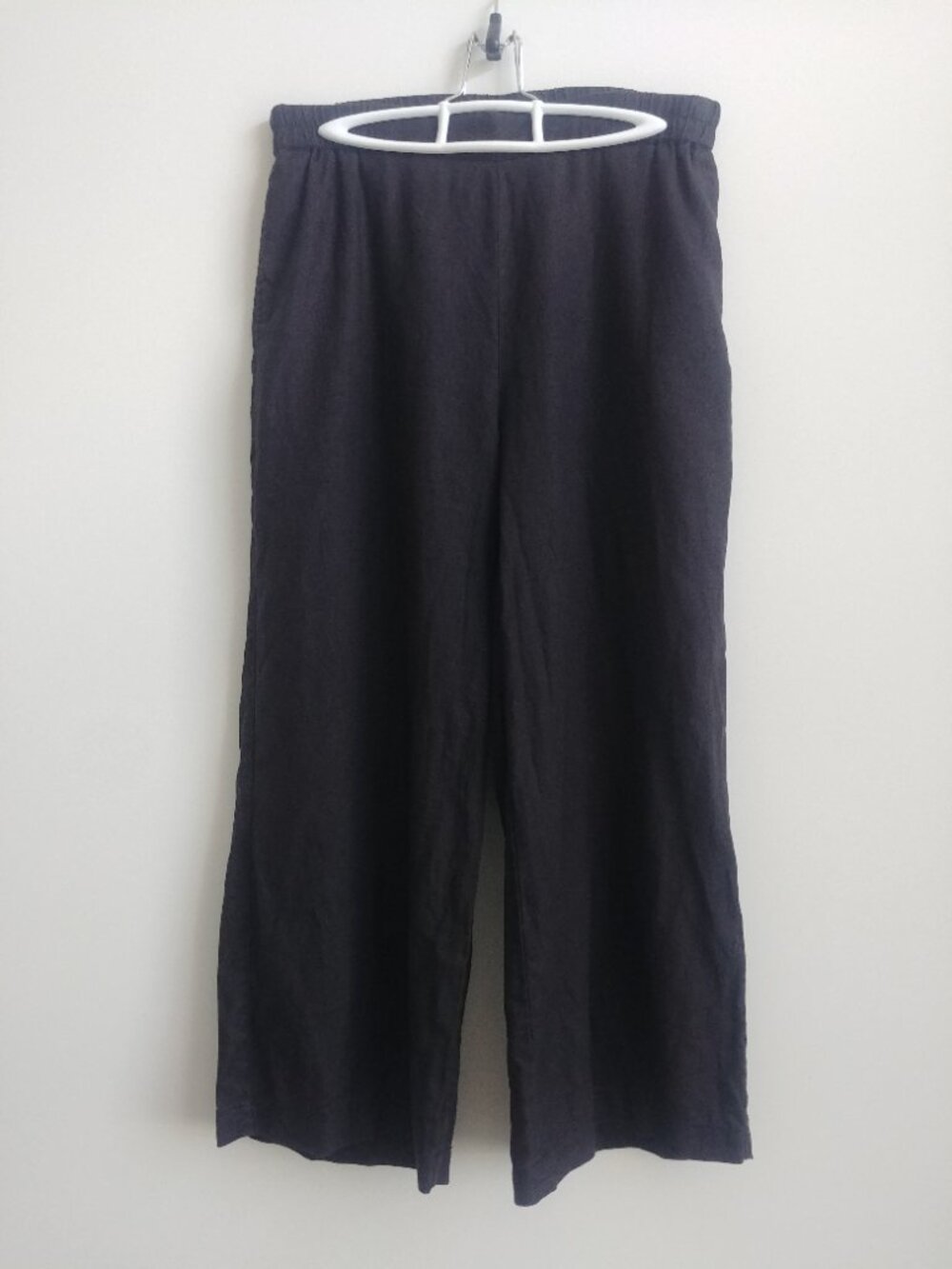 Part Two 100% linen 40 approx Medium dark grey cropped ankle pants wide leg - Picture 1 of 14